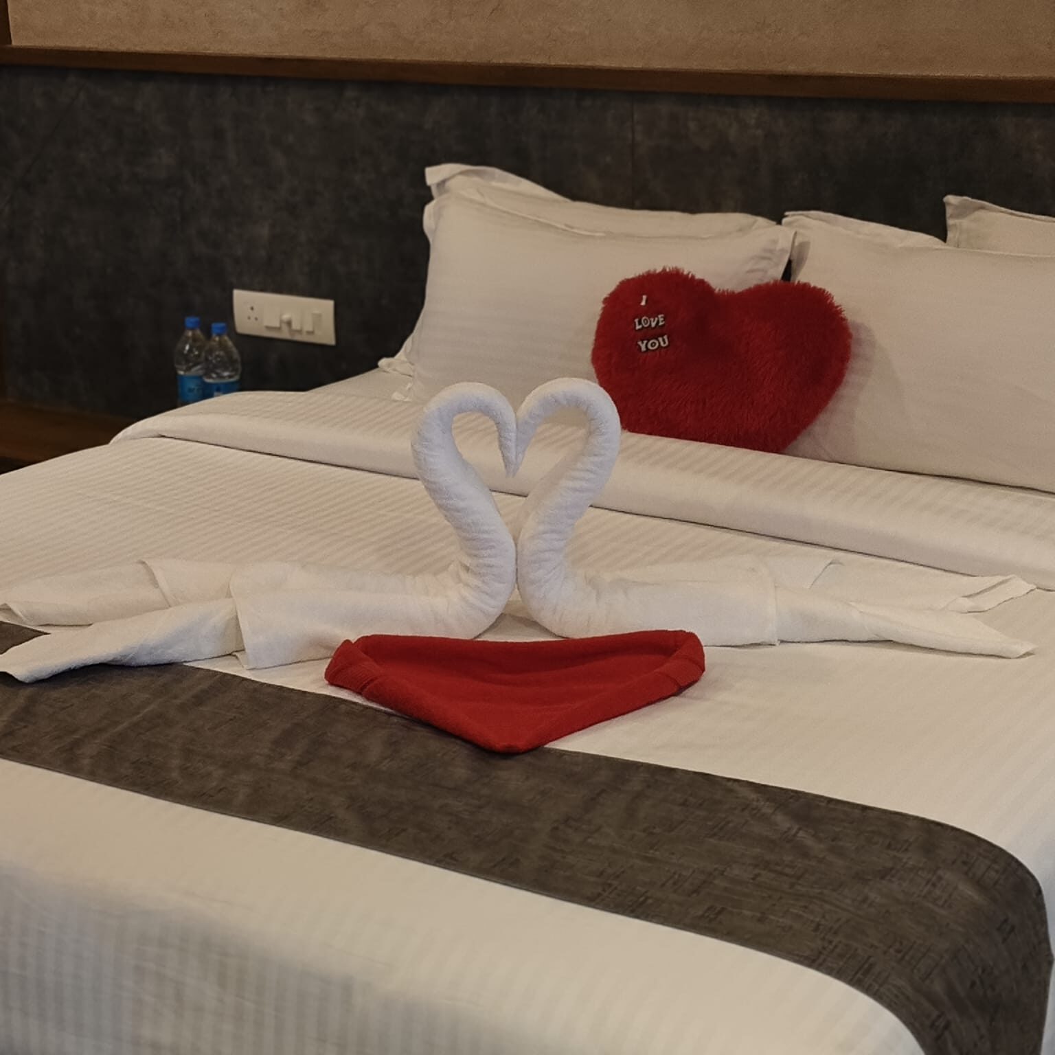 Romantic honeymoon room setup